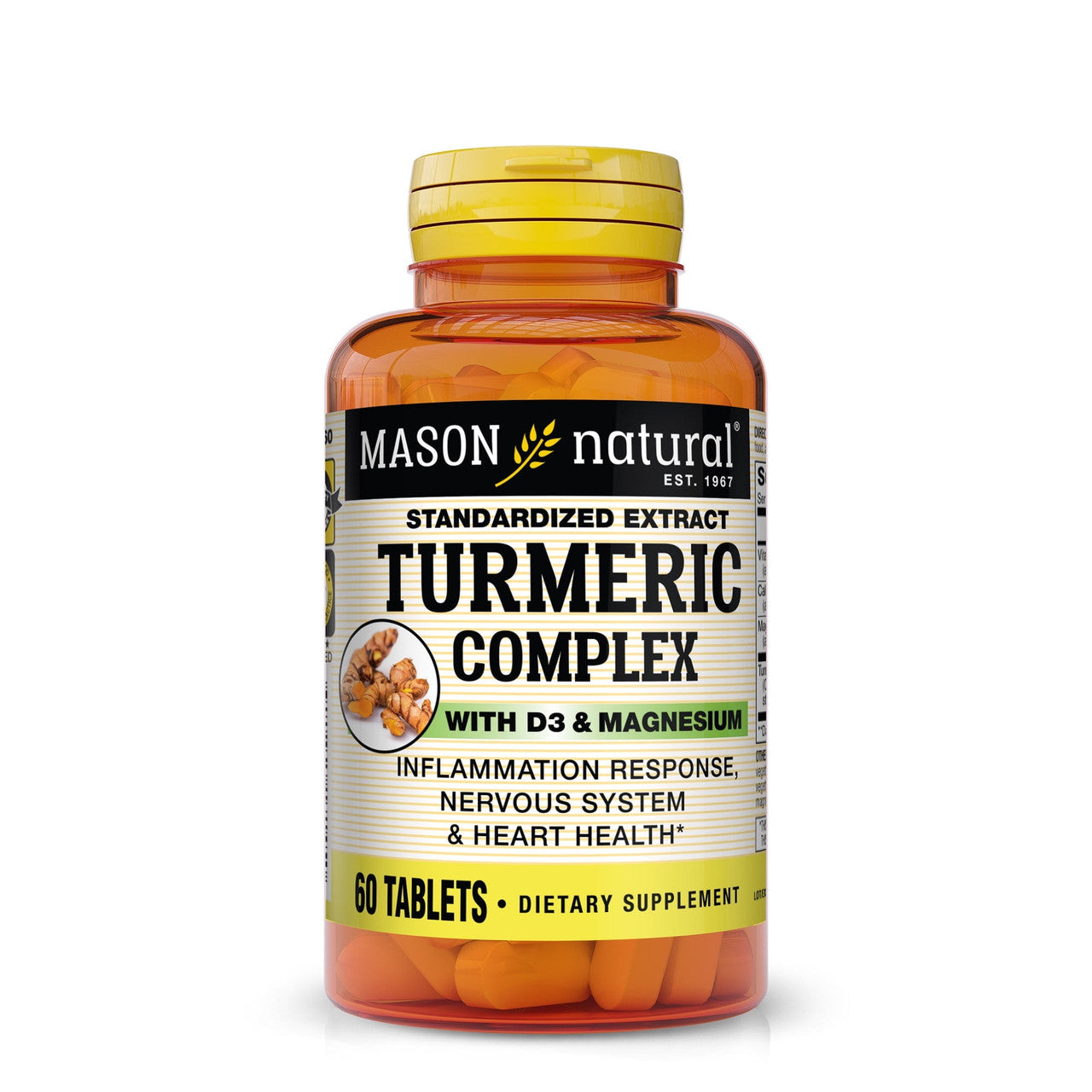 Mason natural Turmeric Complex with Vitamin D3 and Magnesium Tablets, 60 Ea